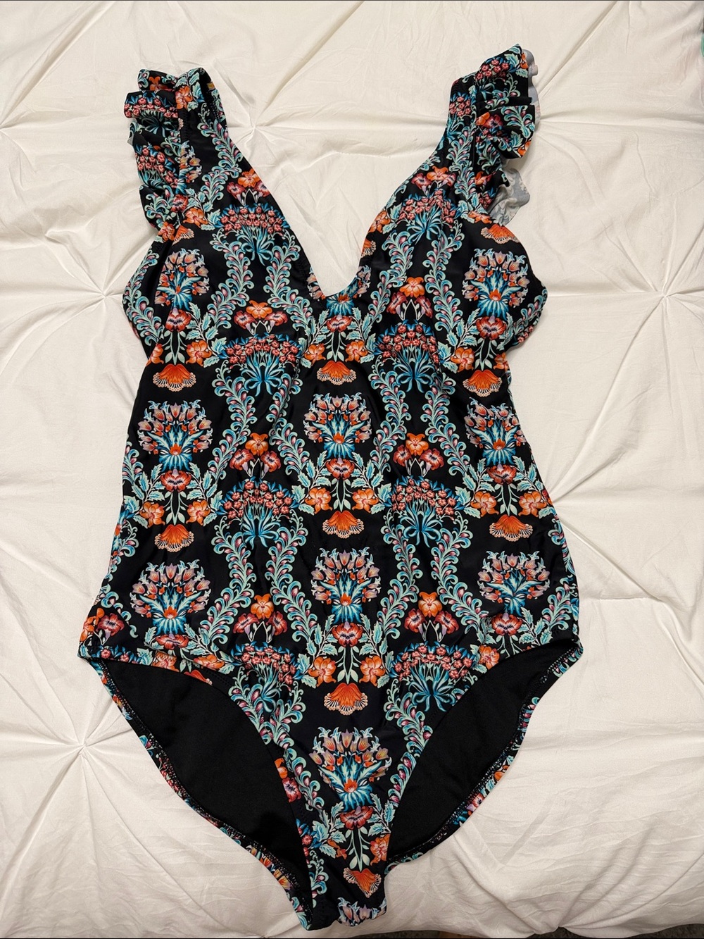 Jessica Simpson Black Floral One-Piece Swimsuit